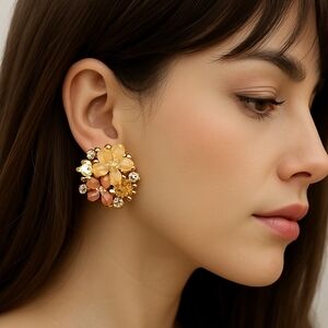 Croft & Barrow Gold tone Colorful Crystal Flower Earrings | Jewelry